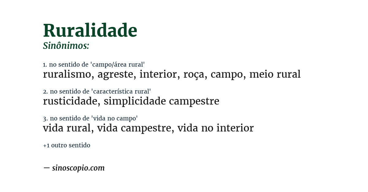 Sinônimo de ruralidade