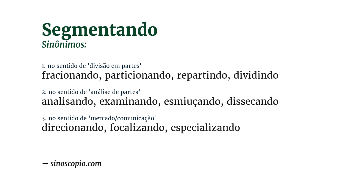 Sinônimo de segmentando