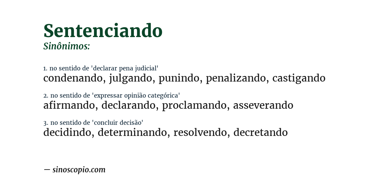 Sinônimo de sentenciando