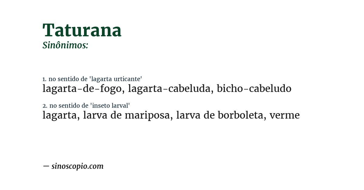 Sinônimo de taturana