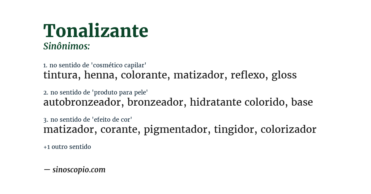 Sinônimo de tonalizante