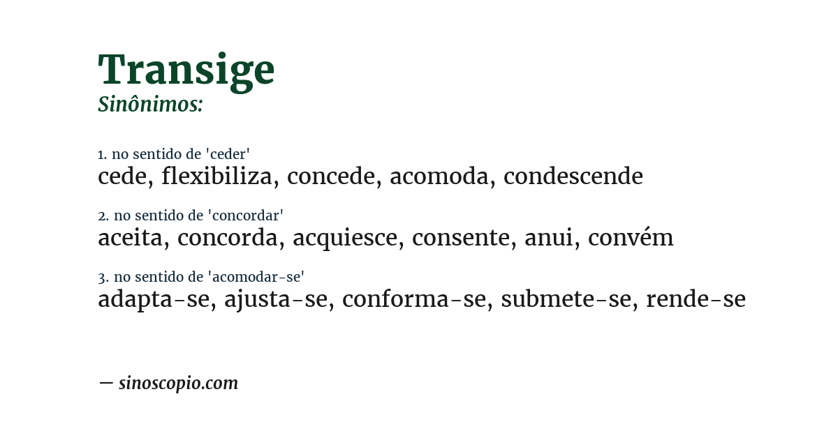 Sinônimo de transige