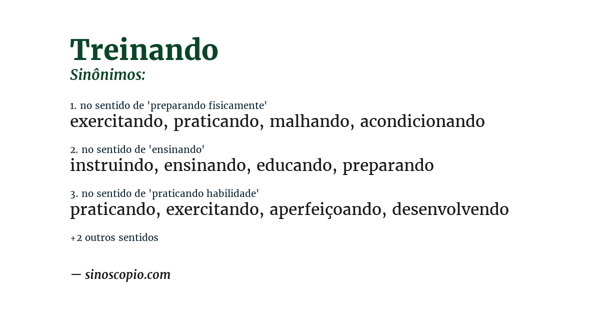 Sinônimo de treinando