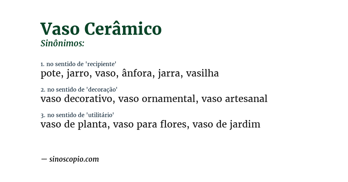 Sinônimo de vaso cerâmico