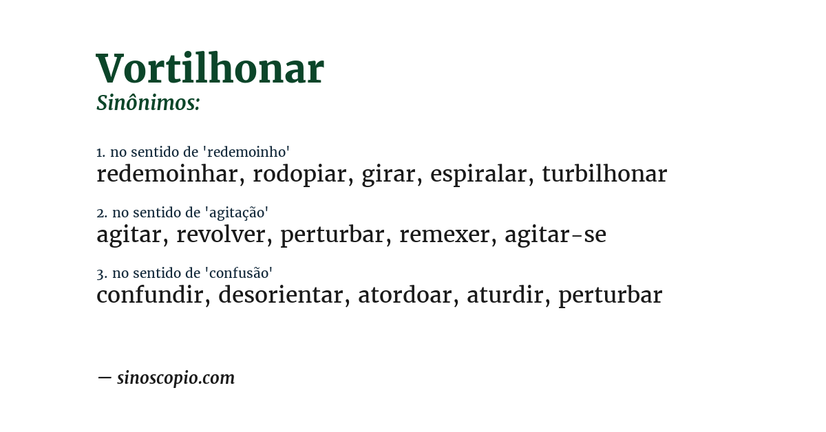 Sinônimo de vortilhonar