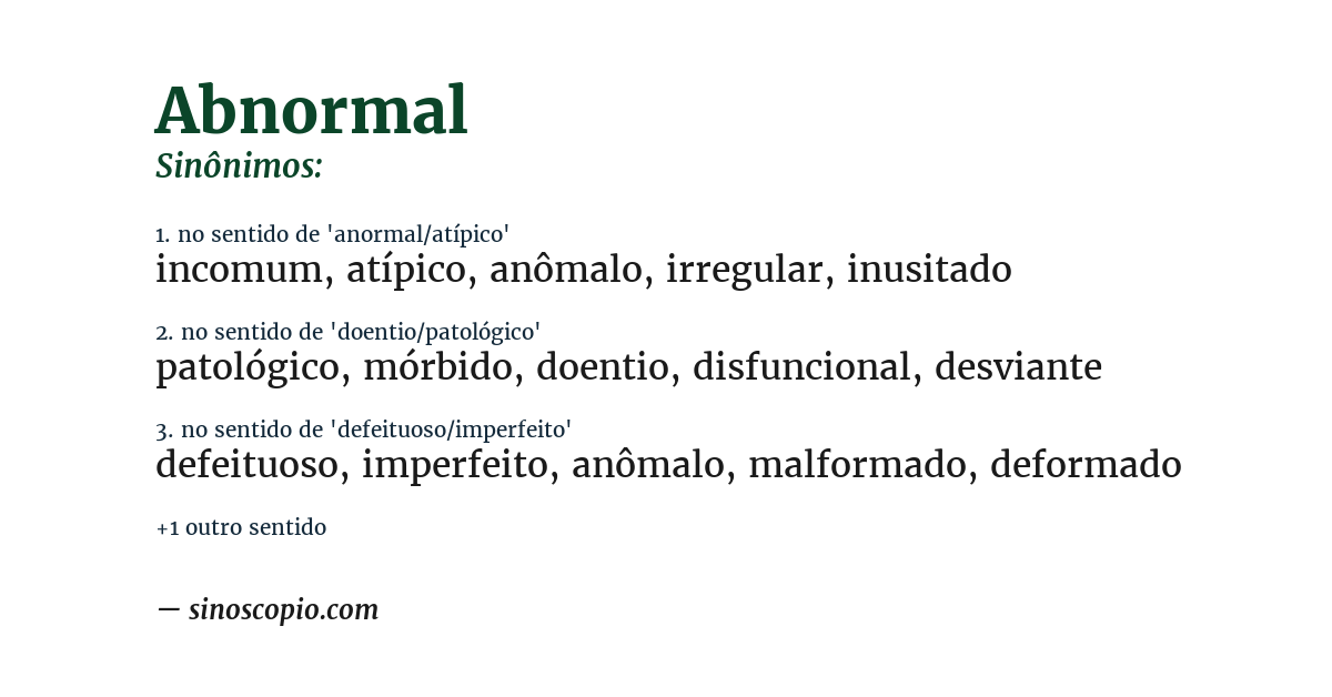 Sinônimo de abnormal