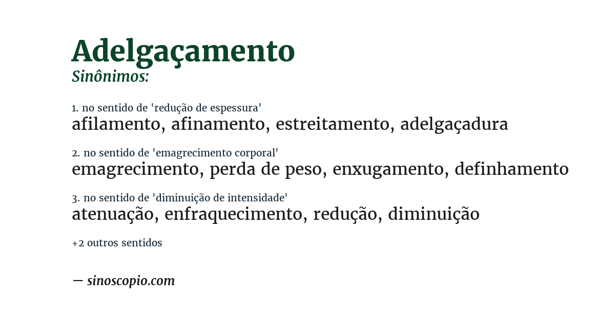 Sinônimo de adelgaçamento