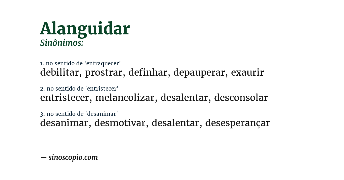 Sinônimo de alanguidar