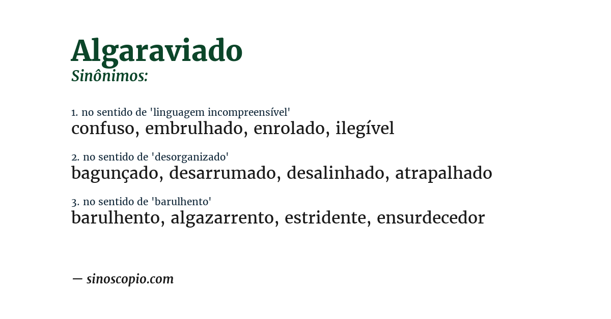Sinônimo de algaraviado