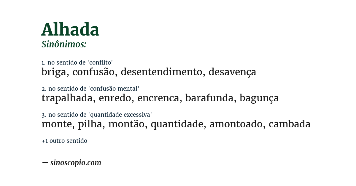 Sinônimo de alhada