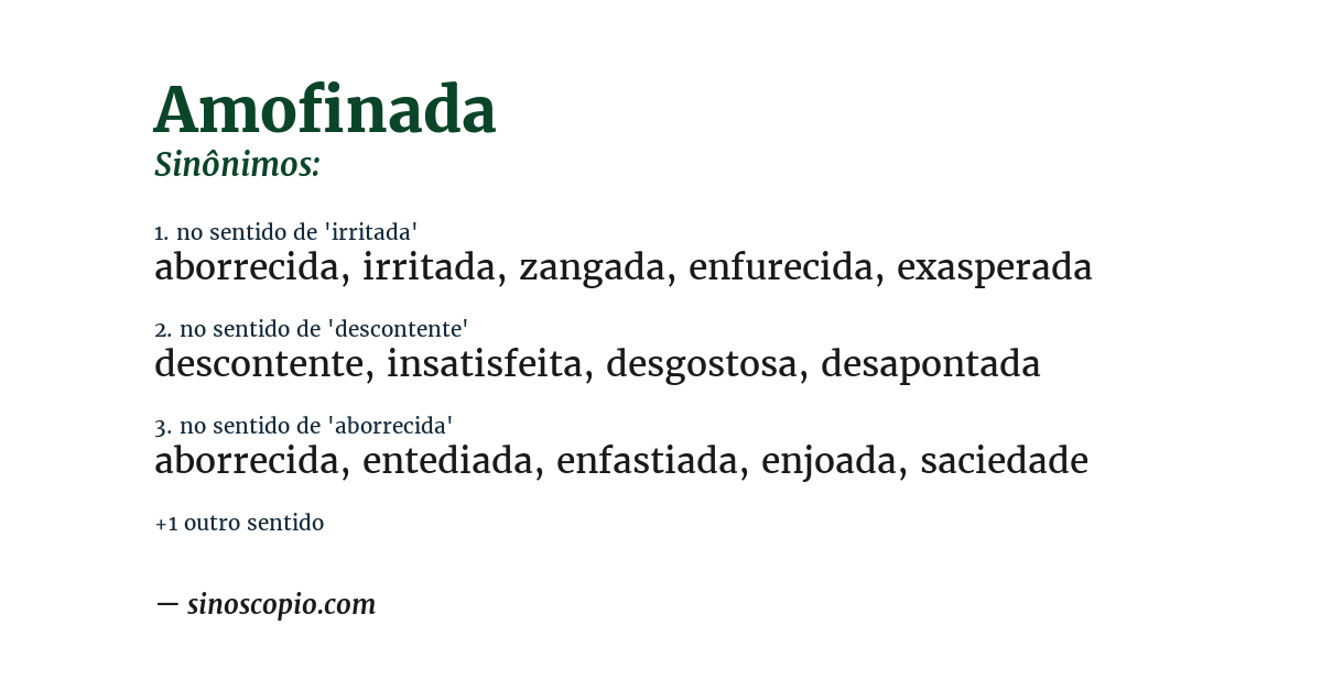 Sinônimo de amofinada