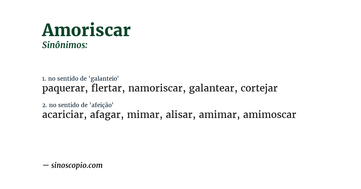 Sinônimo de amoriscar