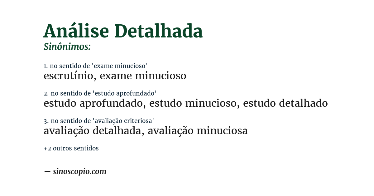 Sinônimo de análise detalhada