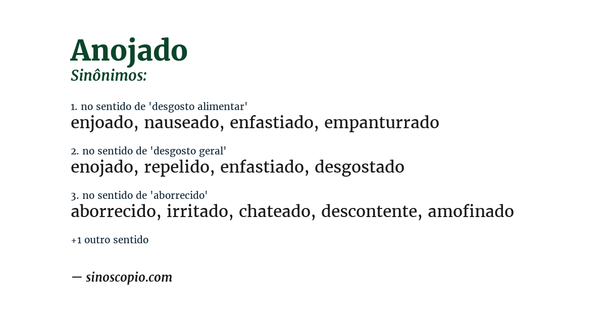 Sinônimo de anojado
