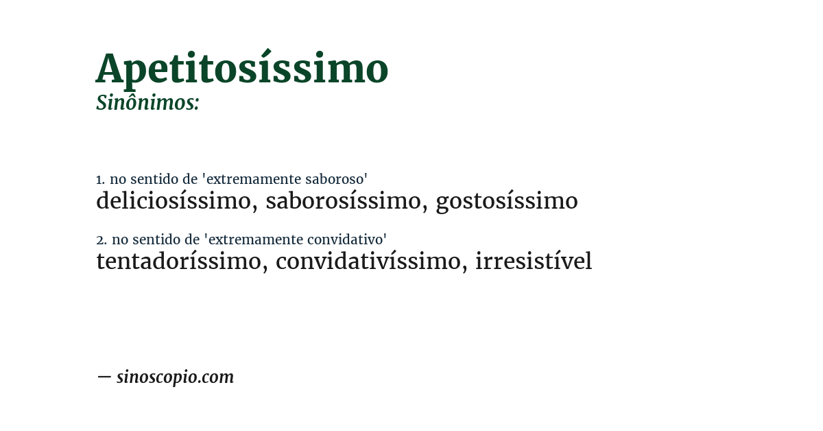 Sinônimo de apetitosíssimo