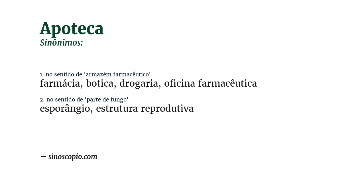 Sinônimo de apoteca