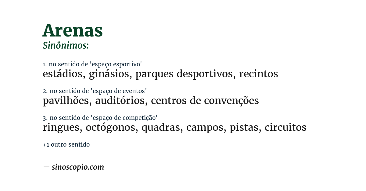 Sinônimo de arenas