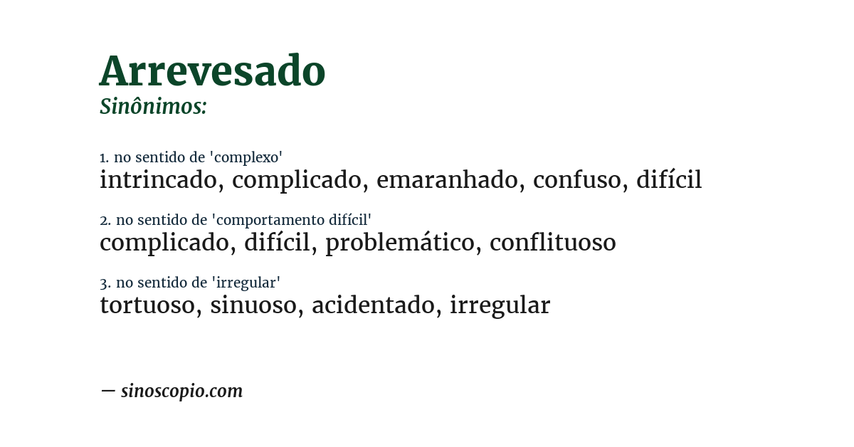 Sinônimo de arrevesado