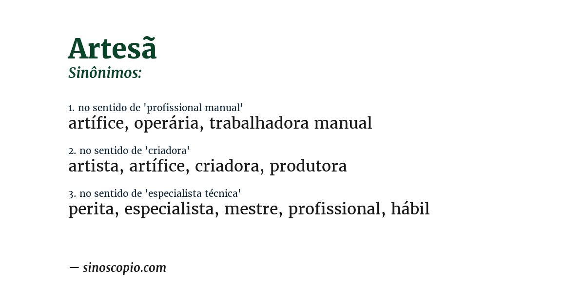 Sinônimo de artesã