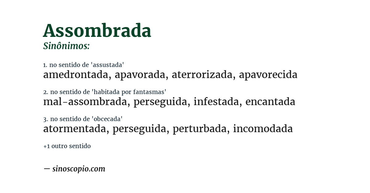 Sinônimo de assombrada