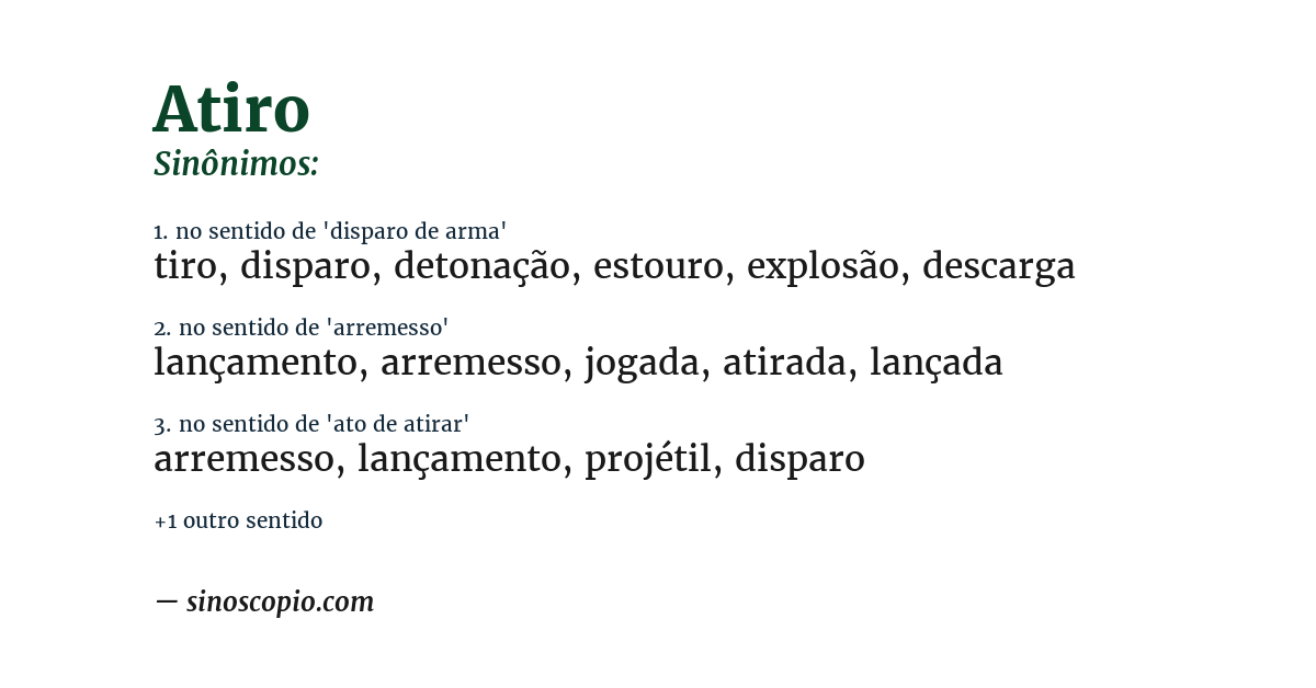 Sinônimo de atiro