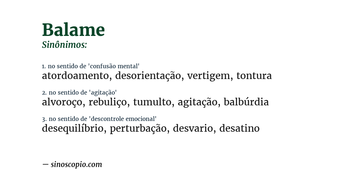 Sinônimo de balame