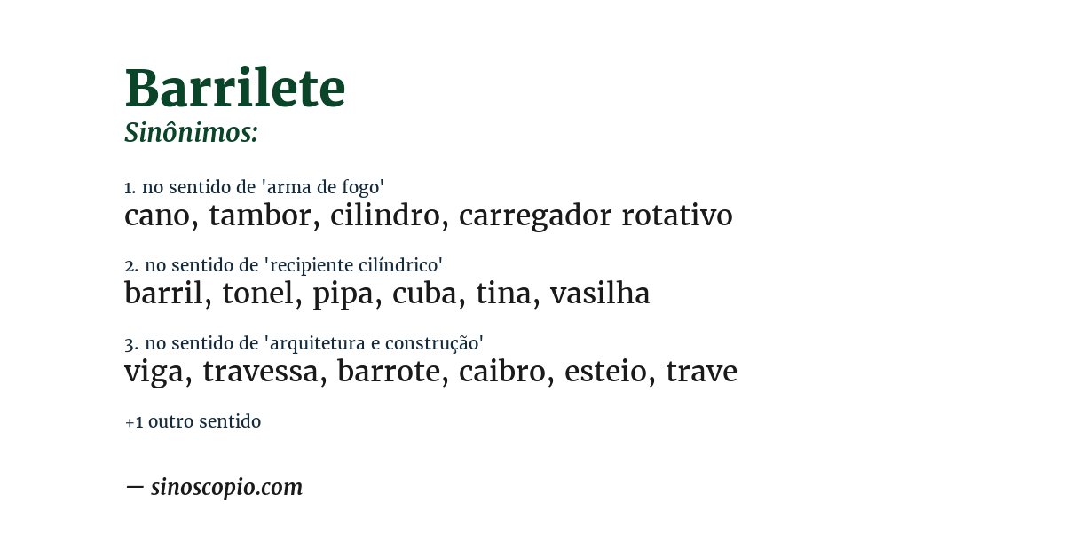 Sinônimo de barrilete