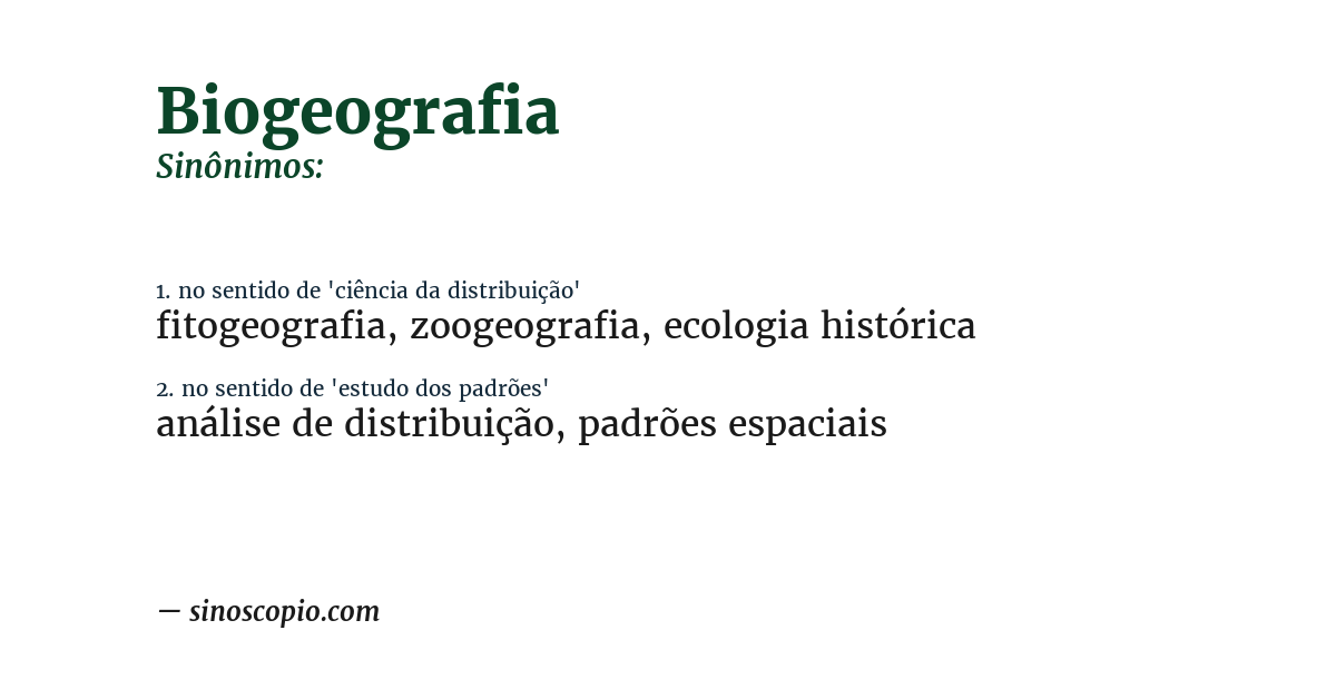 Sinônimo de biogeografia