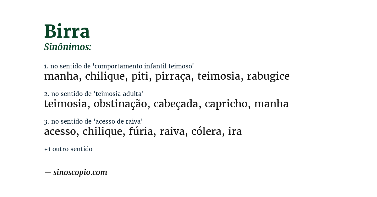 Sinônimo de birra