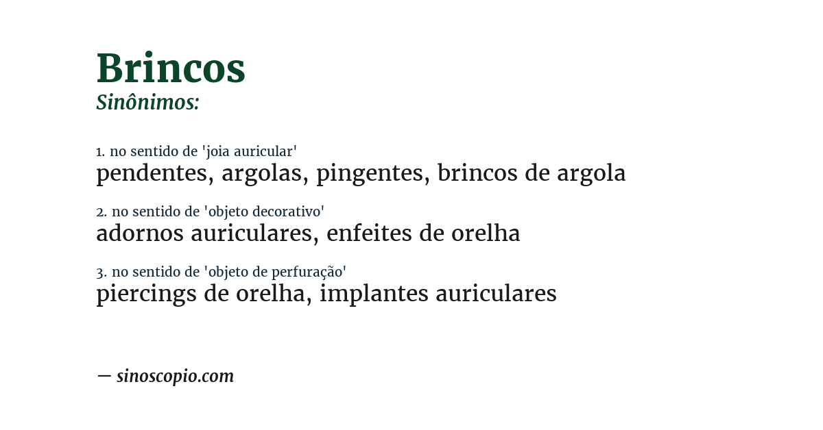 Sinônimo de brincos
