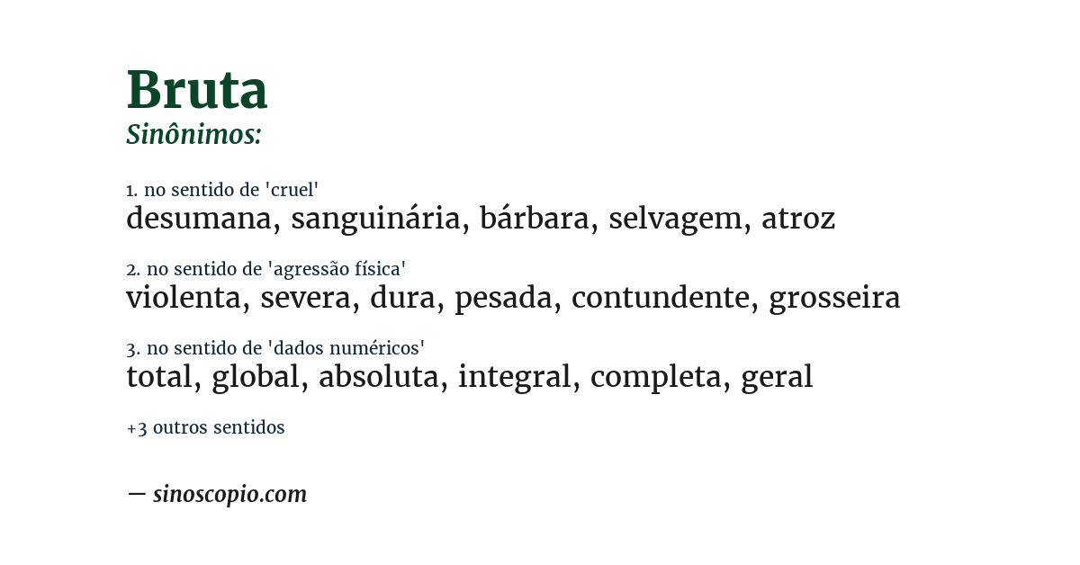 Sinônimo de bruta