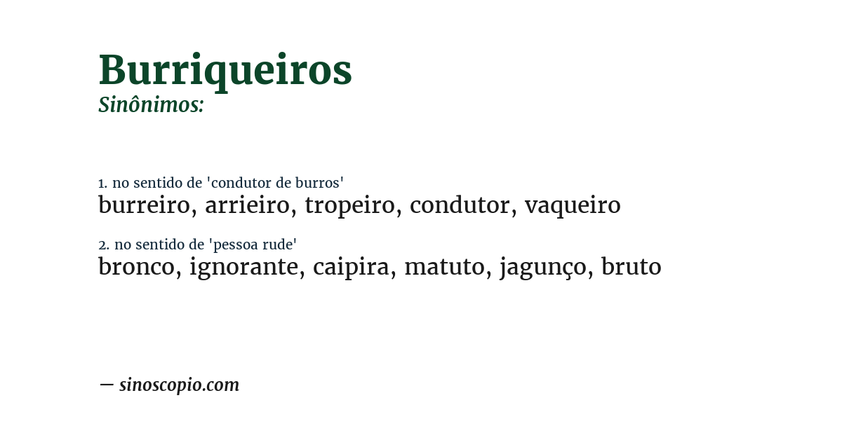 Sinônimo de burriqueiros