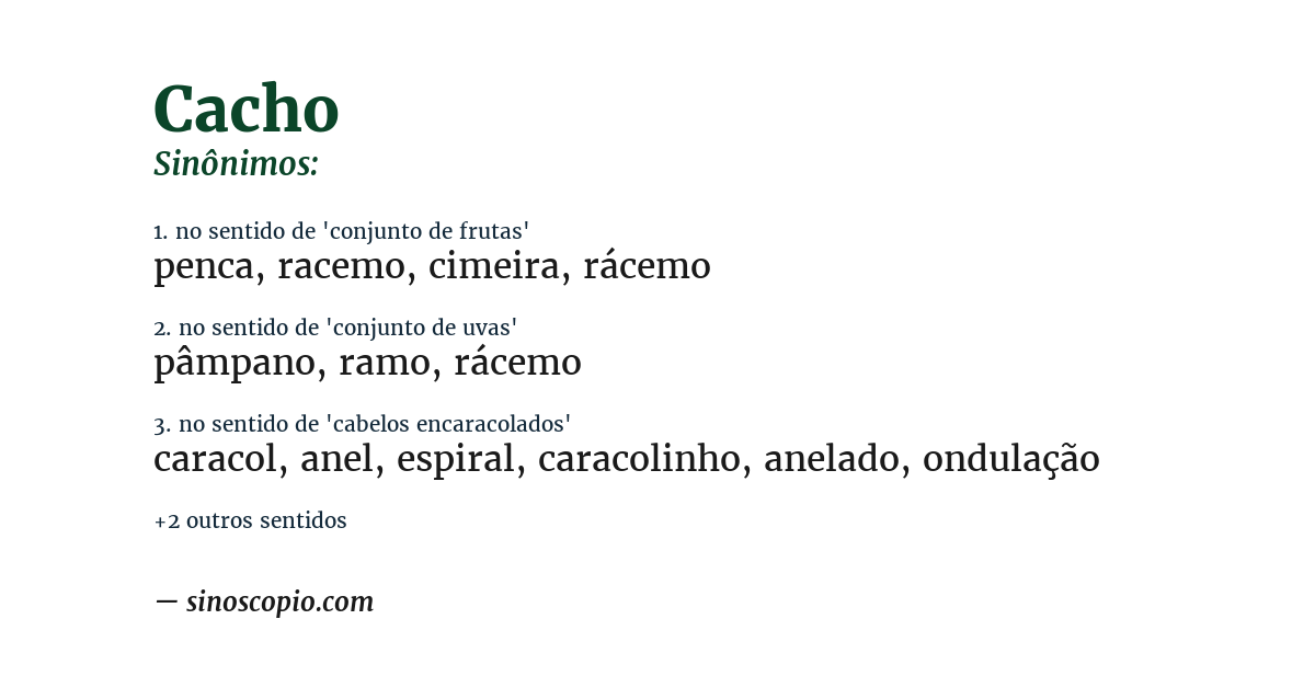 Sinônimo de cacho