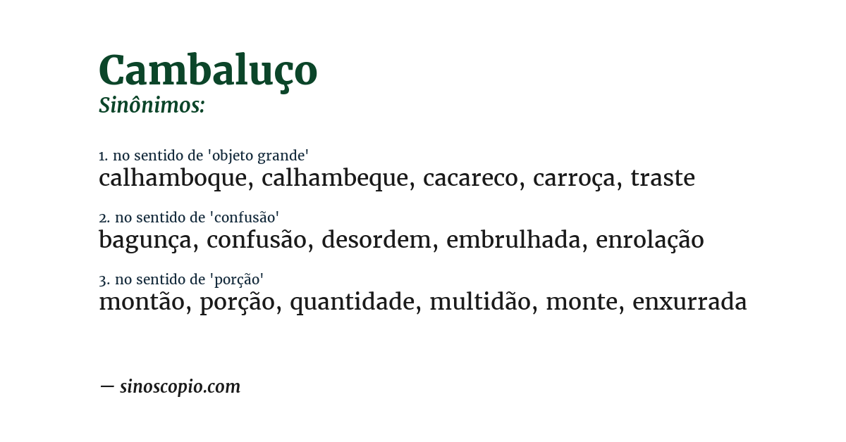Sinônimo de cambaluço