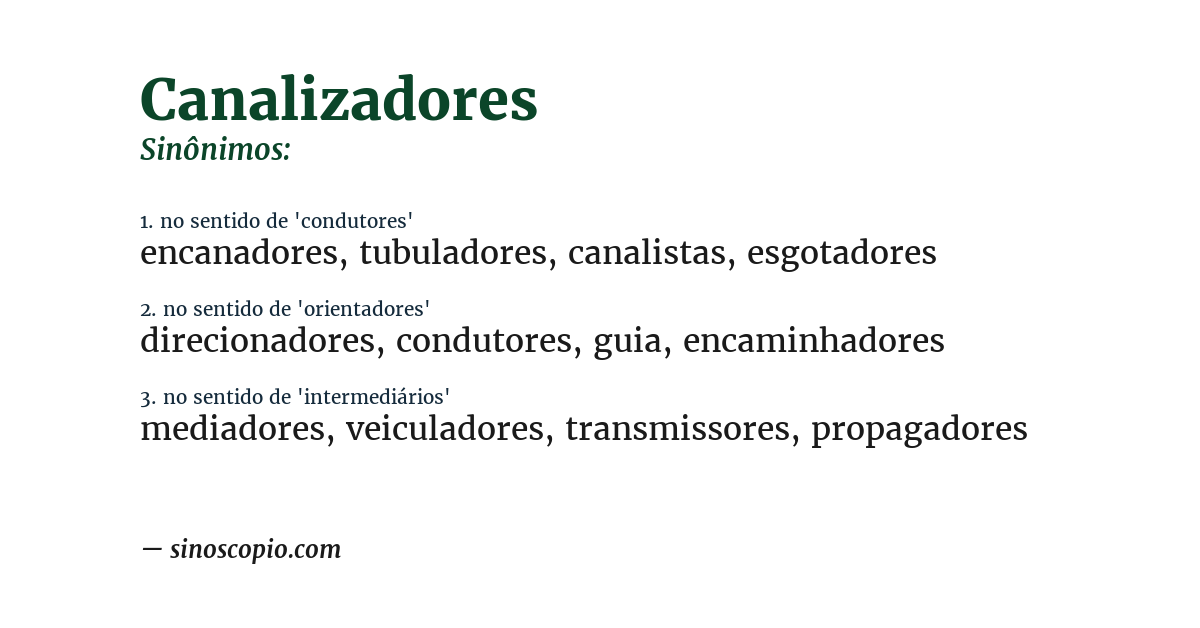 Sinônimo de canalizadores