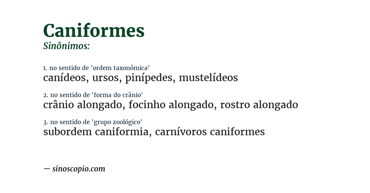 Sinônimo de caniformes