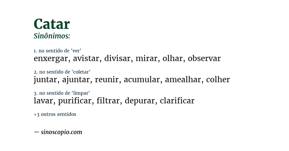 Sinônimo de catar