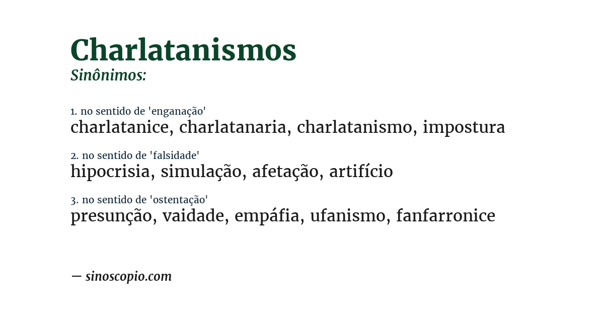 Sinônimo de charlatanismos