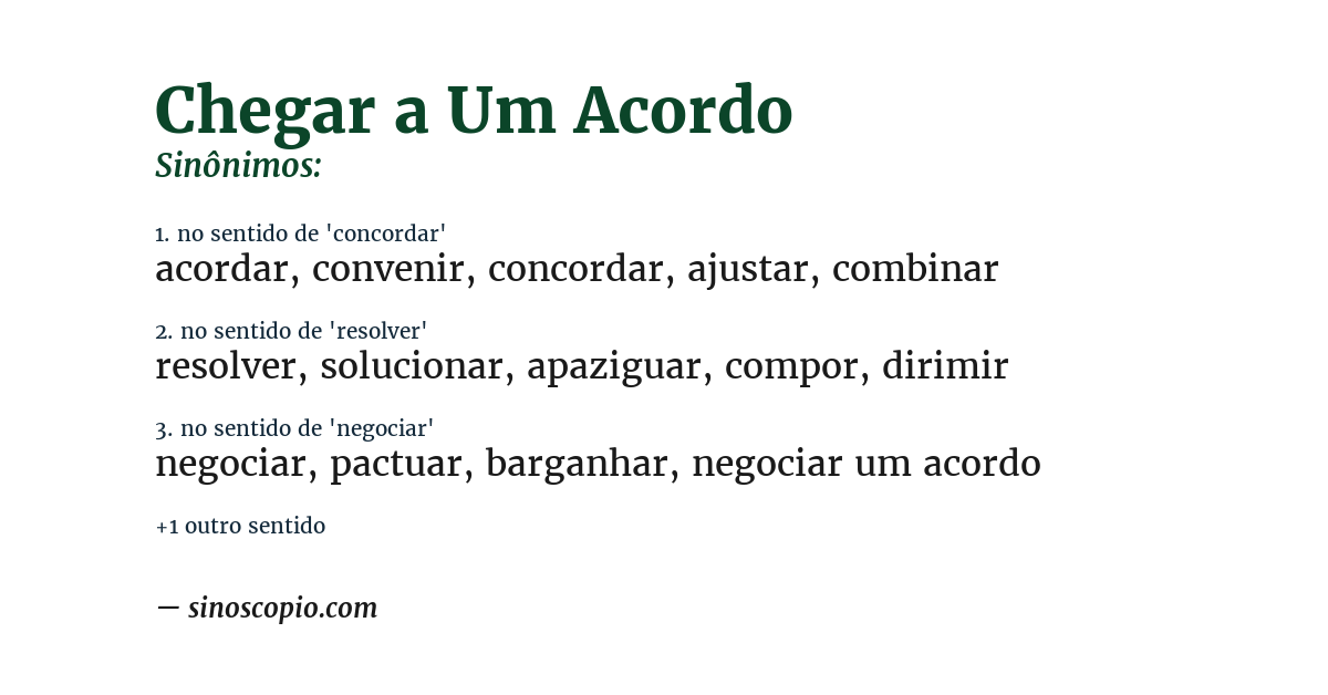 Sinônimo de chegar a um acordo