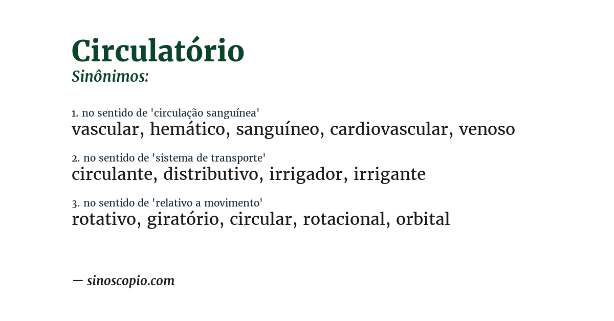 Sinônimo de circulatório