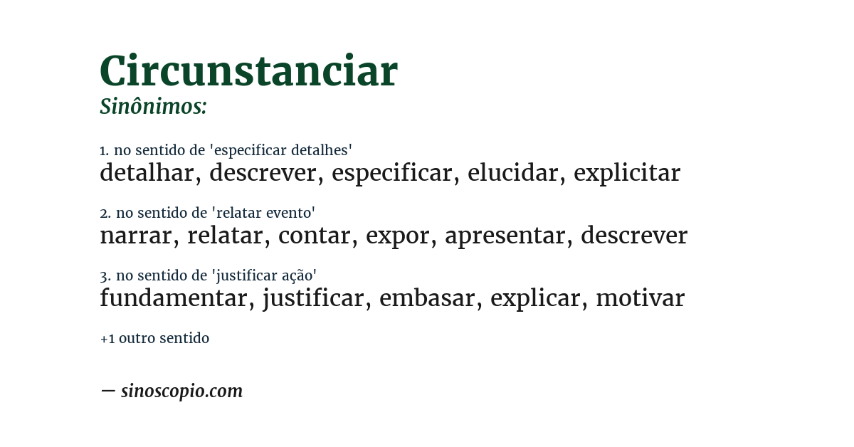 Sinônimo de circunstanciar