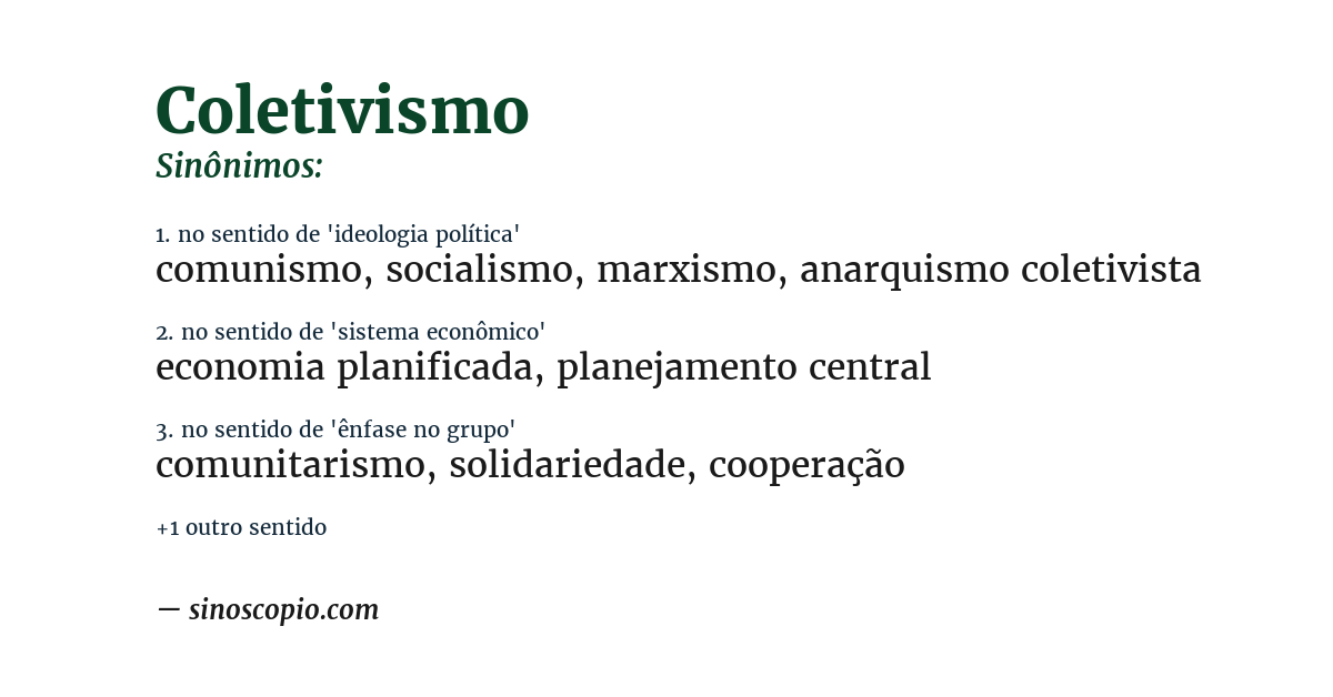 Sinônimo de coletivismo