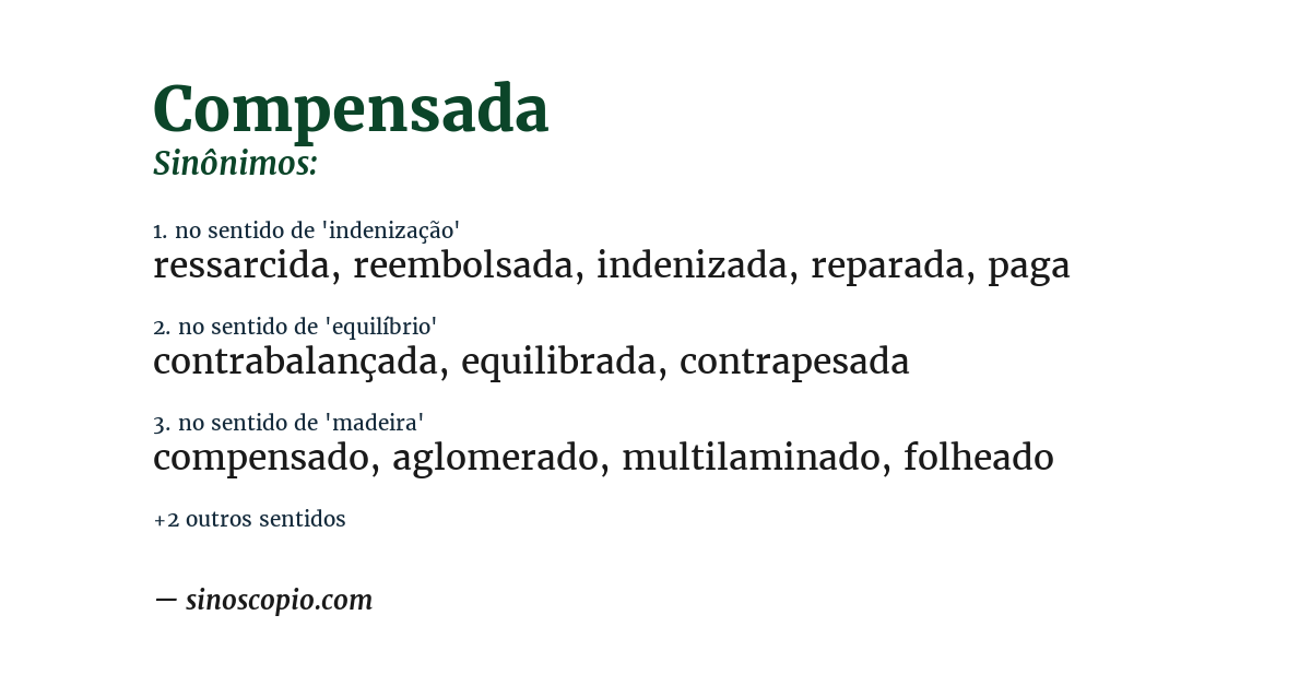 Sinônimo de compensada
