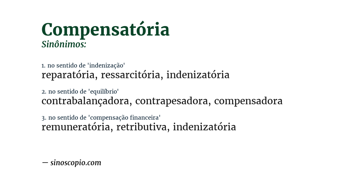 Sinônimo de compensatória