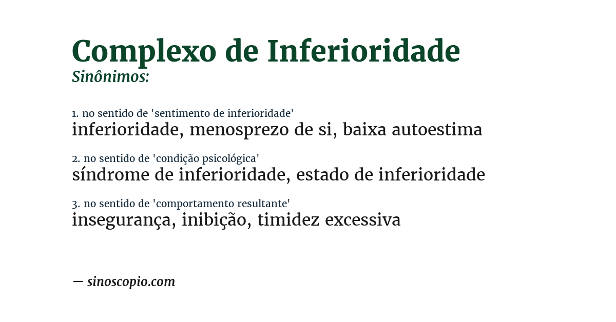 Sinônimo de complexo de inferioridade