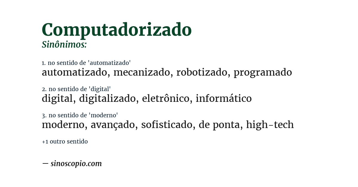 Sinônimo de computadorizado