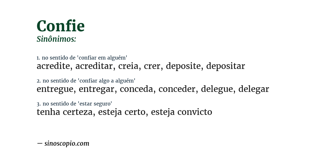 Sinônimo de confie