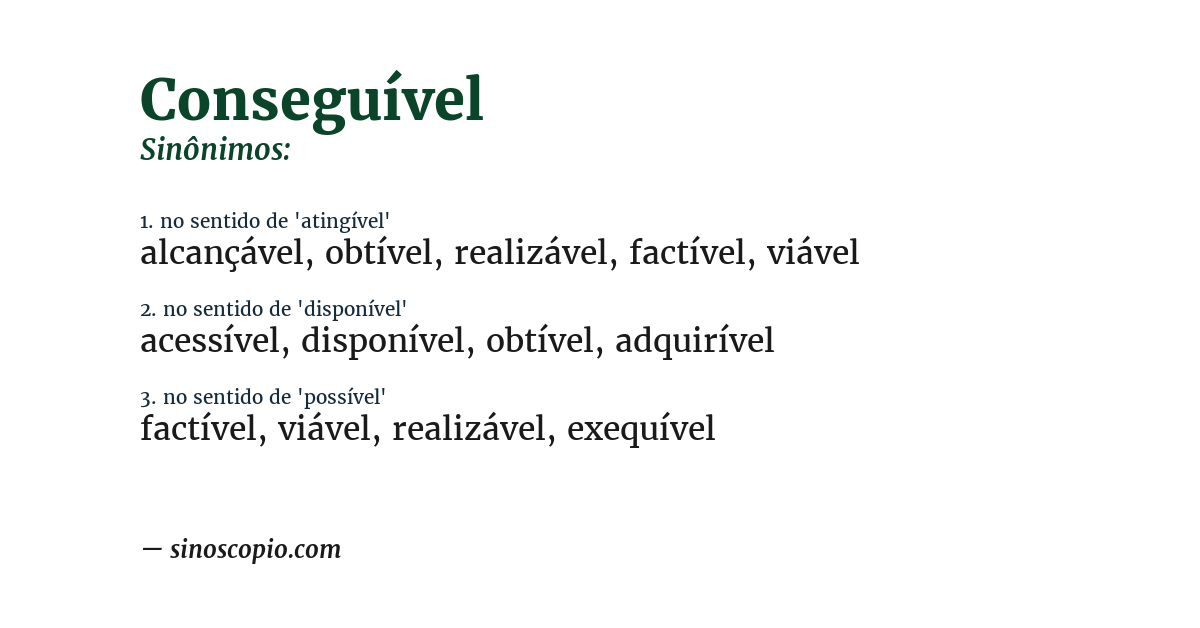 Sinônimo de conseguível