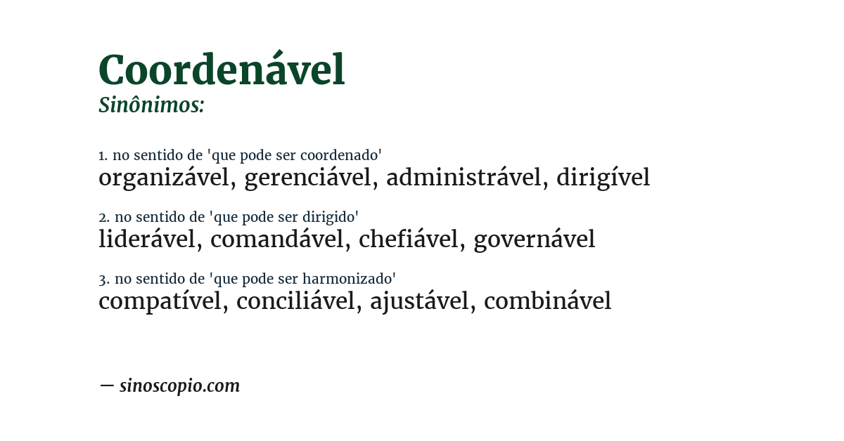 Sinônimo de coordenável