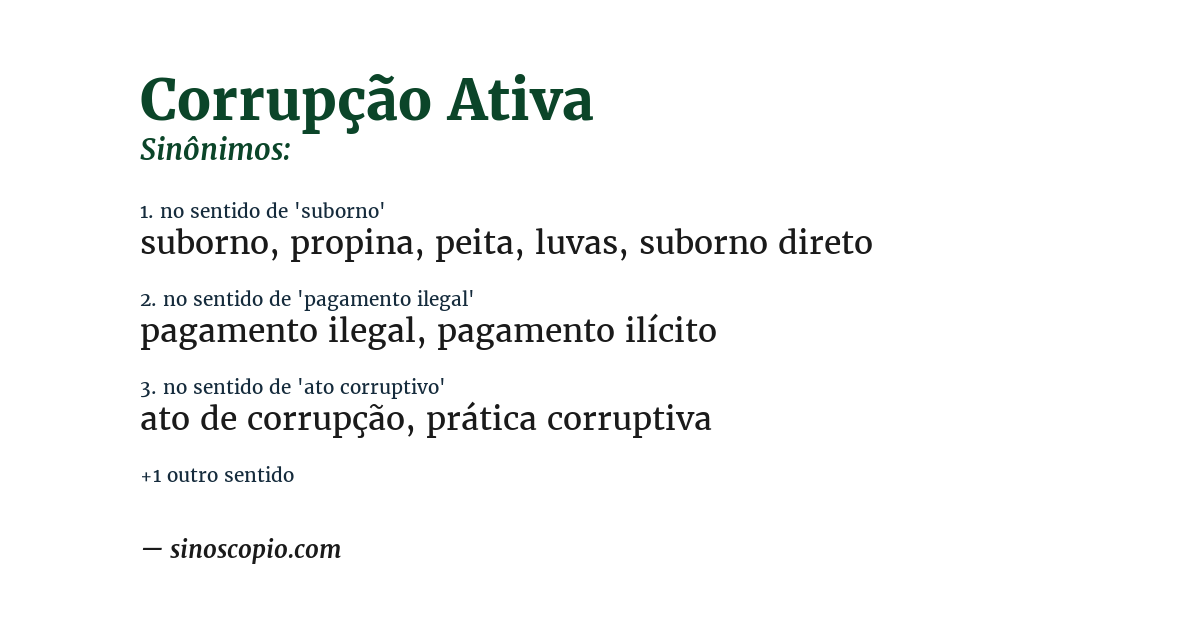 Sinônimo de corrupção ativa